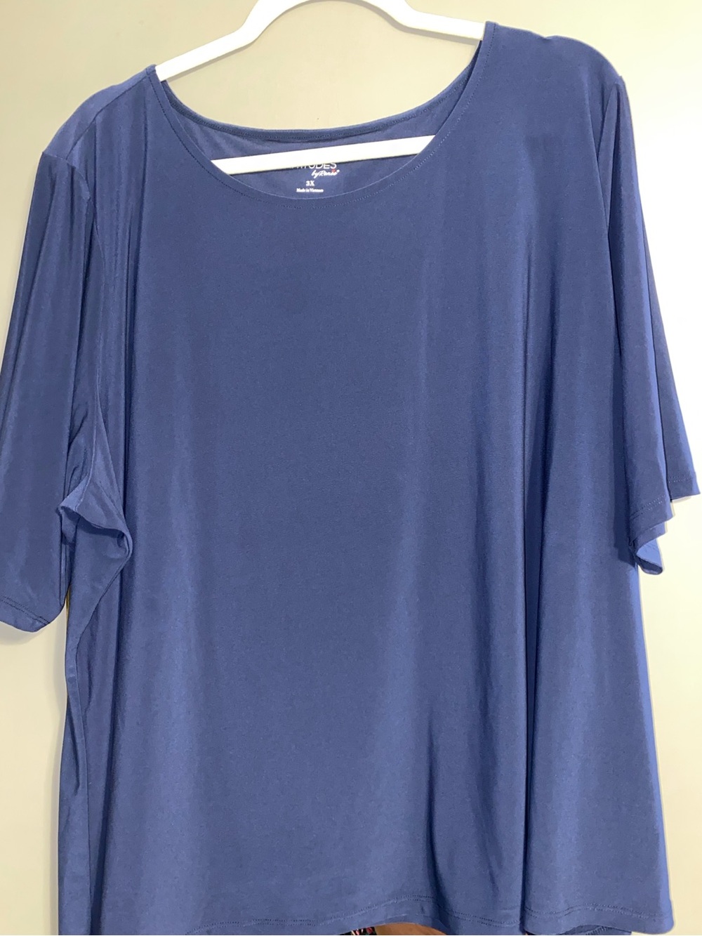Attitudes by Renee Slate Blue Short Sleeve Tunic Top